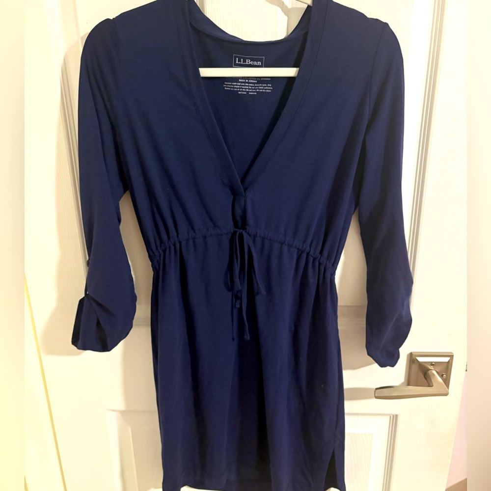 L.L. Bean Dark Blue Casual Popover Dress
